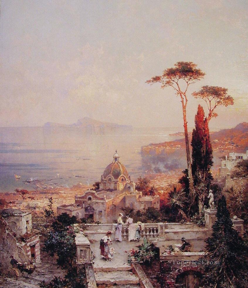 バルコニーからの眺め 風景 フランツ・リヒャルト・ウンターベルガー油絵
